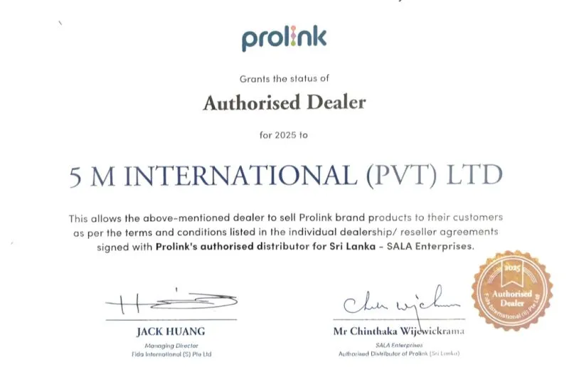 Prolink Distributor Certificate